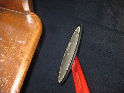 A close-up of a trundle wheel